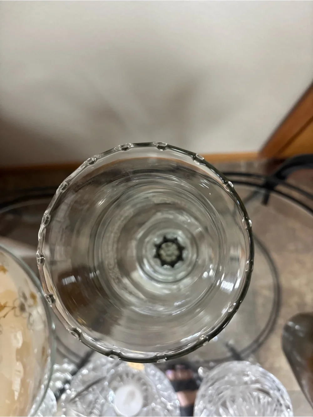 Clear‎ Decorative Etched Glass Pedestal Candle Holder